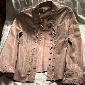 Cache Pink Leather Jacket with Victorian Elegance